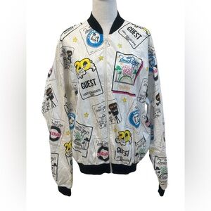 BEACH BOYS  Vintage Original 80s Tyvek Paper Graphic Zip-Up BomberJacket Size XL